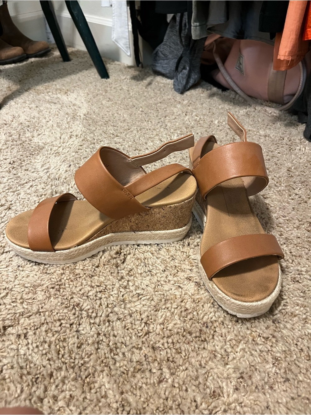 Womens Tan Platform Espadrille Sandals